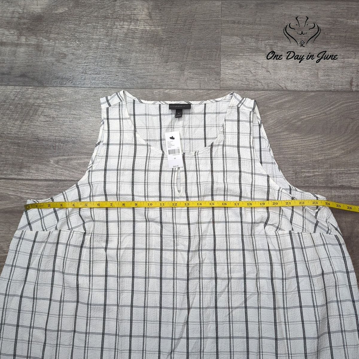 Lane Bryant White Gray Plaid Sleeveless Tank Top Blouse NWT Size 18