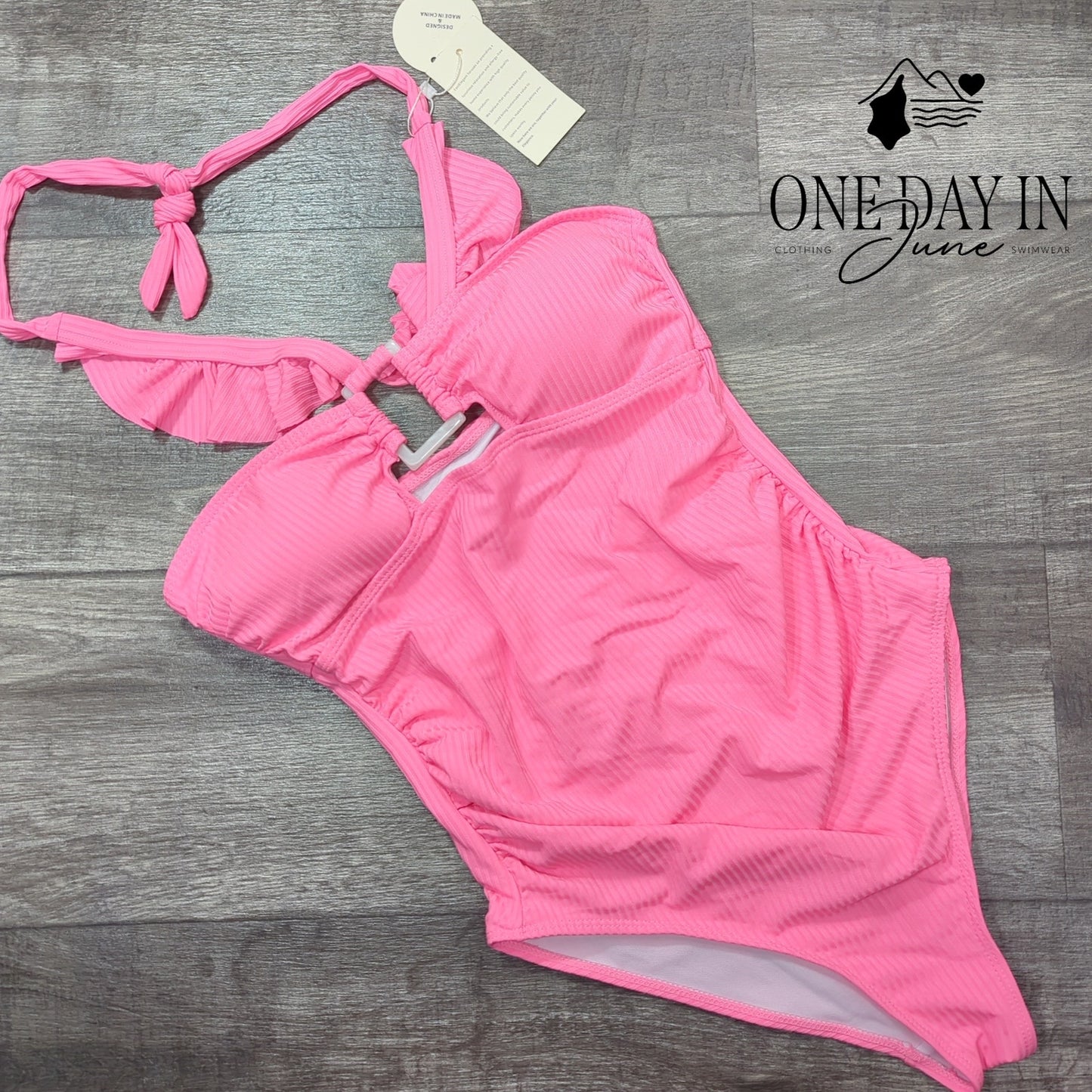 East Elegant Ribbed Ring Cutout Maternity One Piece Swimsuit Size S