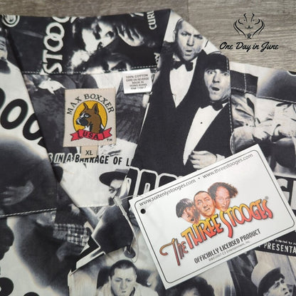 Max Boxxer 3 Stooges Button Down Short Sleeve Shirt Size XL