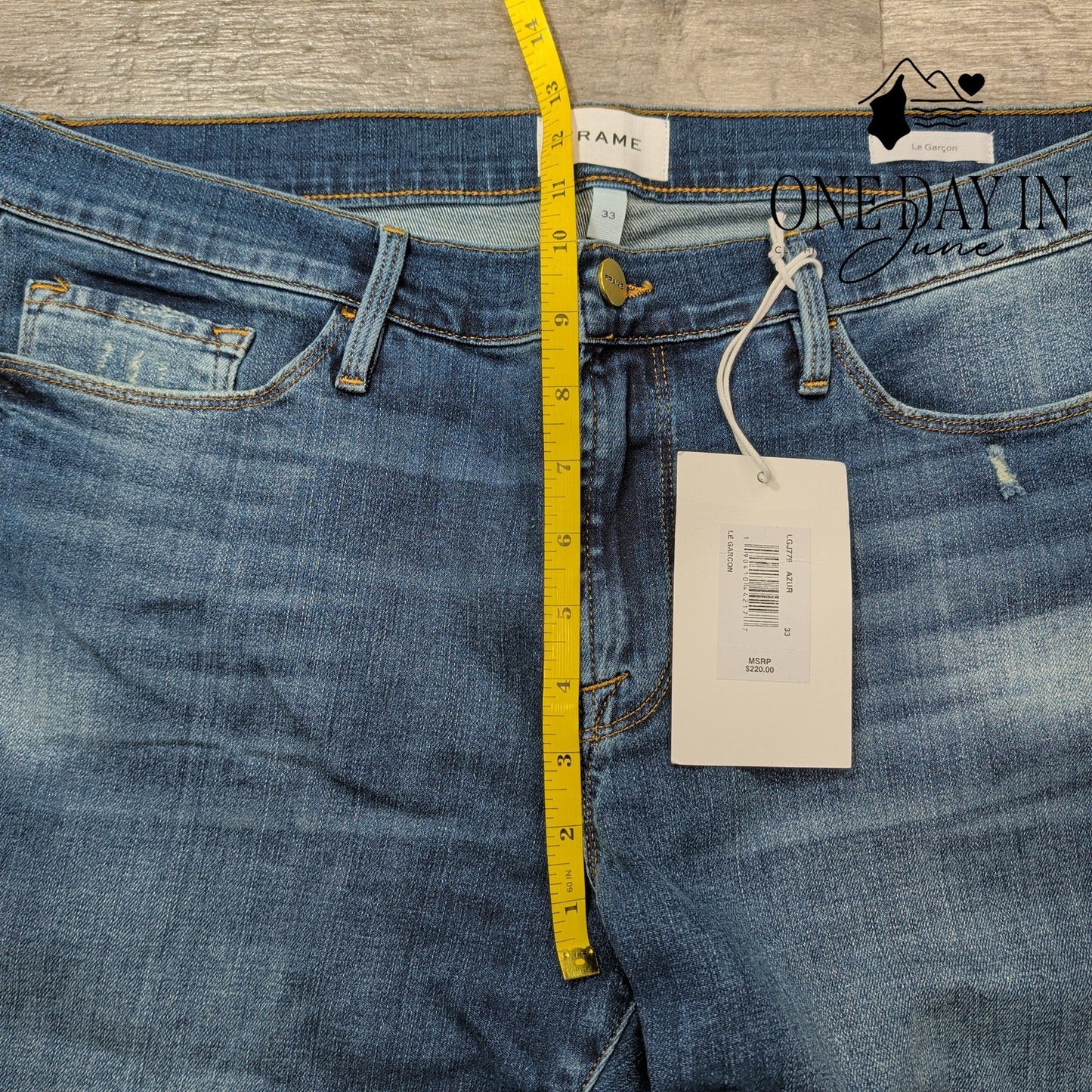 Frame Le Garcon Jeans Blue Azur Mid Rise Straight Boyfriend NWT Size 16 (33)