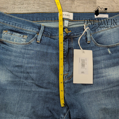 Frame Le Garcon Jeans Blue Azur Mid Rise Straight Boyfriend NWT Size 16 (33)
