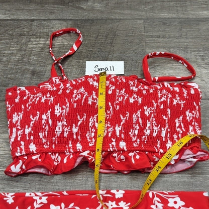 Moshengqi Bandeau Smocked Bikini Swimsuit Size S