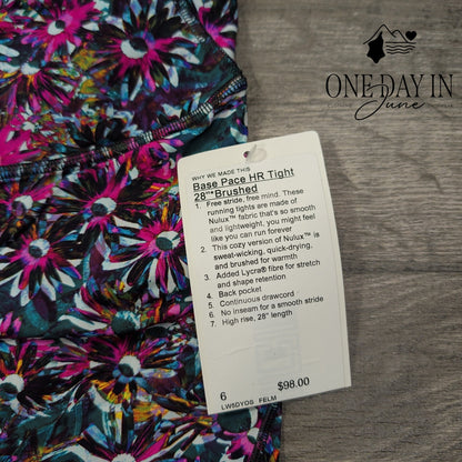 Lululemon Base Pace HR Tight 28 Brushed Floral Electric Multi NWT Size 6