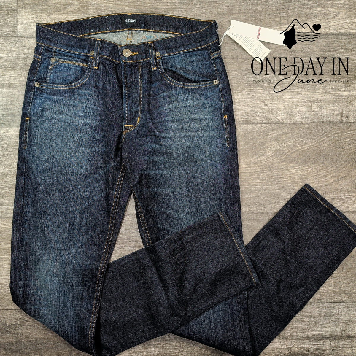 Hudson Blake Slim Straight Jeans Dark Wash Stretch Denim NWT Size 31X34