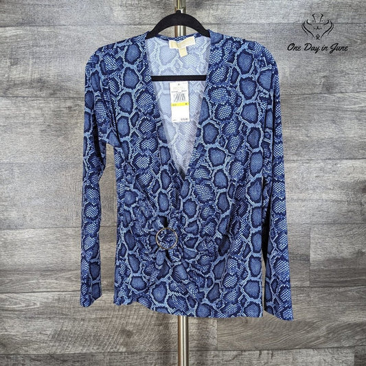 Michael Kors Long Sleeve Snake Print Top Size M