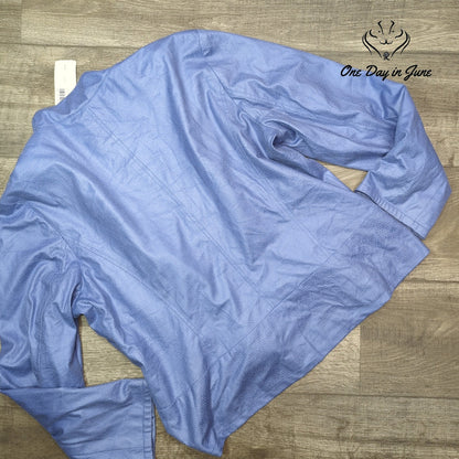 Chico's Pebbled Luxe Rachelle Ruffle Jacket Periwinkle NWT $99 Size 3 (16)