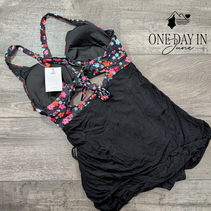 B2Prity Cutout Tie Back Mesh One Piece Swimsuit Size L