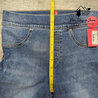 Spanx Distressed Skinny Ankle Jeggings Pull On Jeans Medium Wash NWT Size S