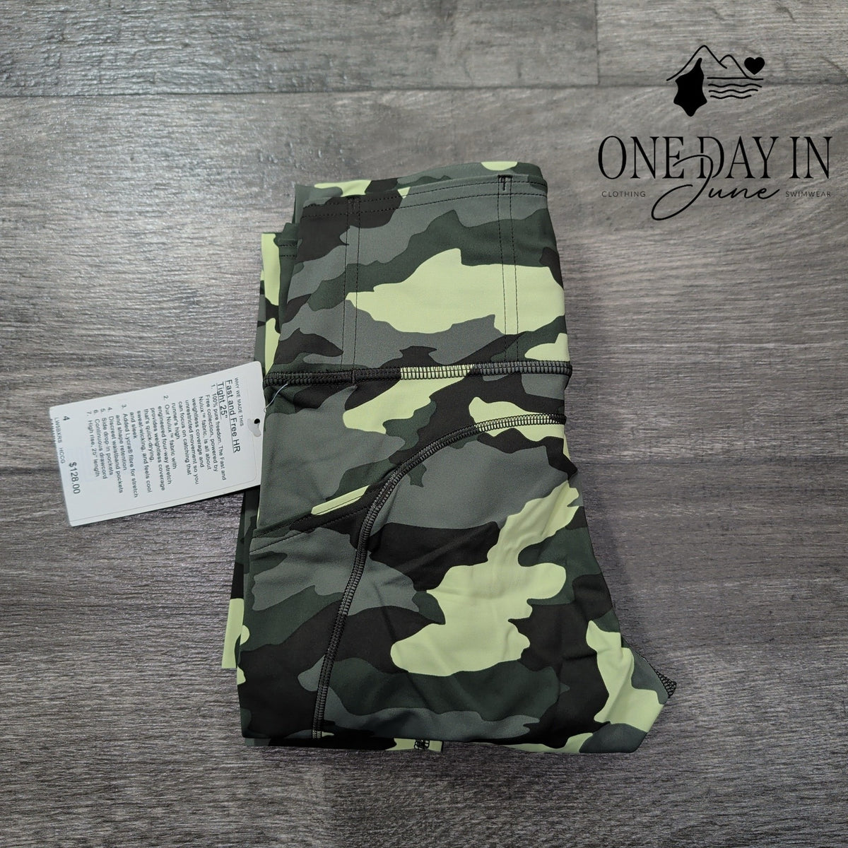 Lululemon Fast Free HR Tight 25" Heritage 365 Camo Crispin Green NWT Size 4