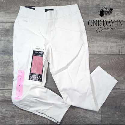 Nine West Heidi Pull On Zipper Hem Skinny Crop Jeans Size 6