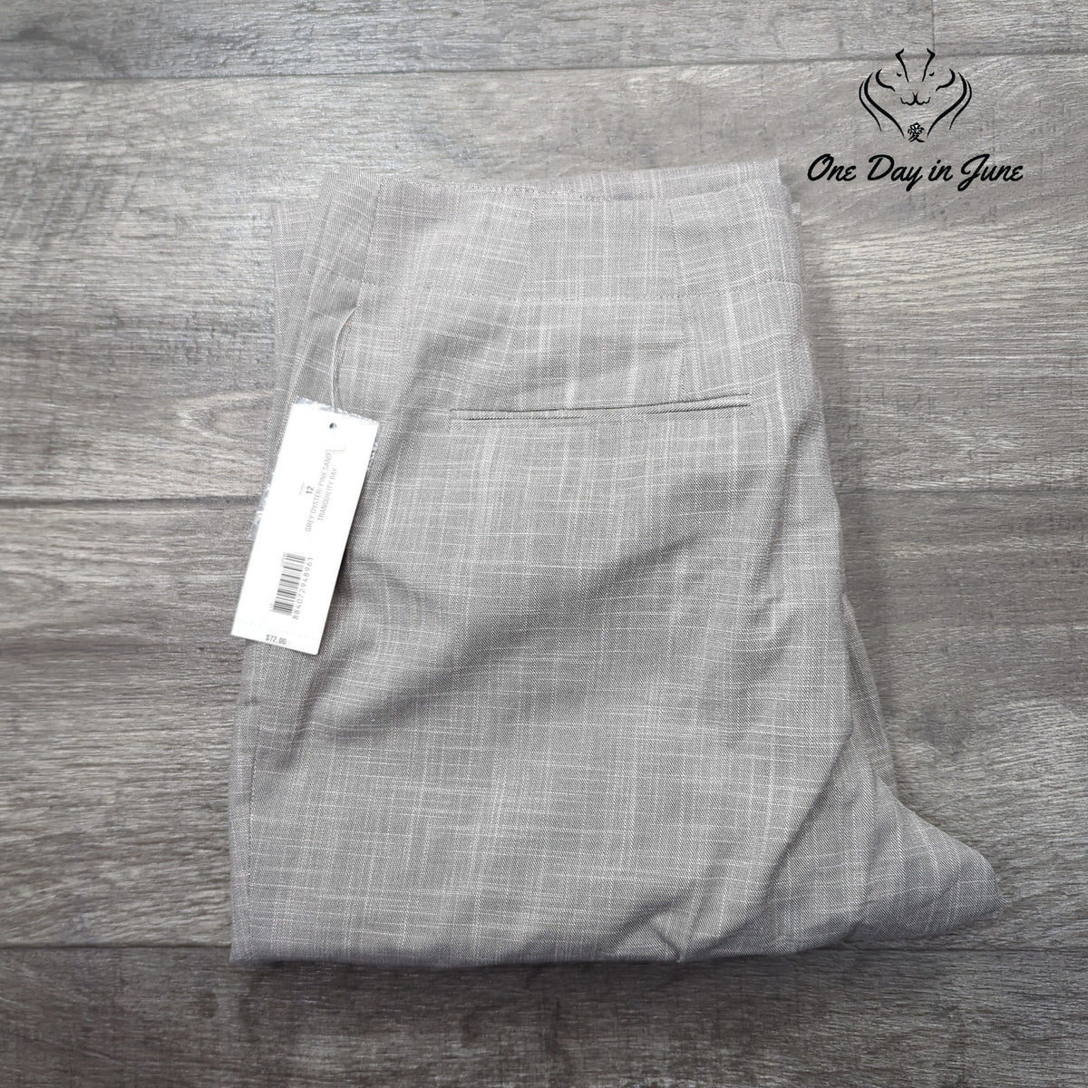 Madison Studio Dress Pants Gray Oyster Pink Straight Leg NWT Size 12
