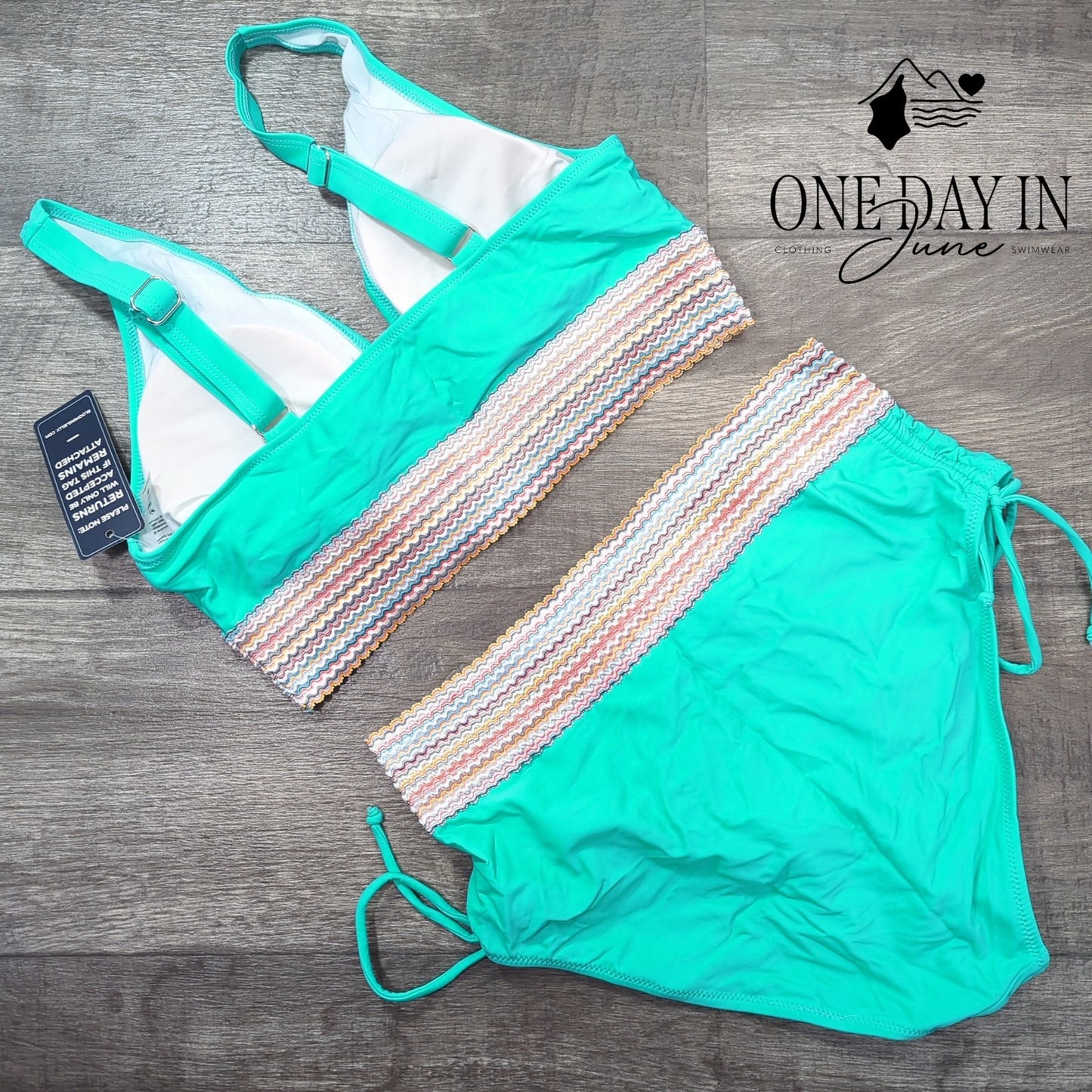 Blooming Jelly High Waist Drawstring Bikini Swimsuit Size L