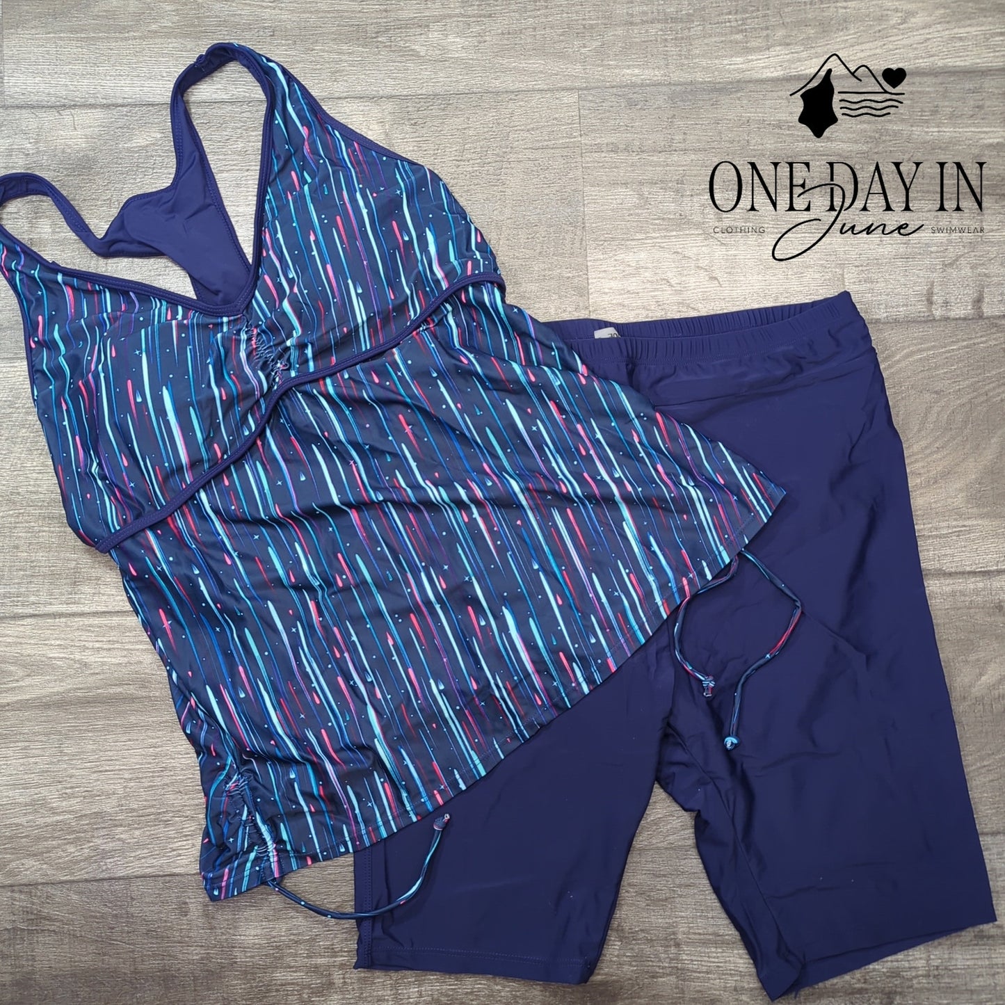 Yonique Boyshort Racerback Tankini Swimsuit Size XL