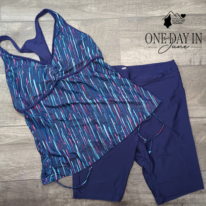 Yonique Boyshort Racerback Tankini Swimsuit Size XL