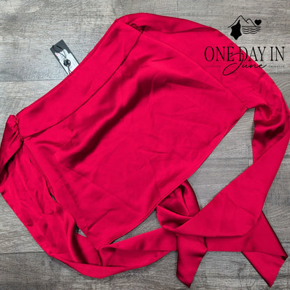 Gianni Bini Bini Bow Wrap Mini Skirt Hot Pink Satin NWT Size 2