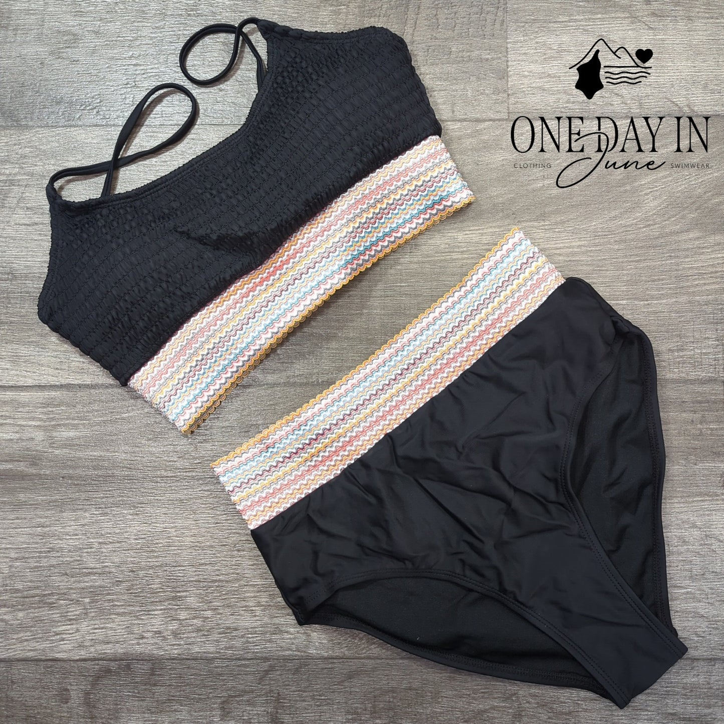 Blooming Jelly Textured Top Bikini Swimsuit Size S