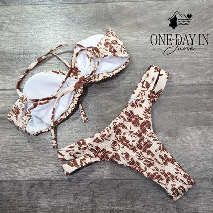 Gorglitter Smocked Bikini Swimsuit Size XS