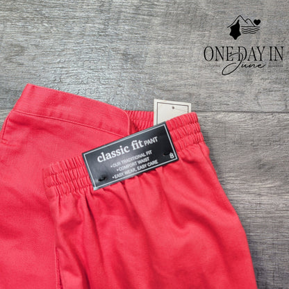 Alfred Dunner Classic Fit Pull On Pants Short Coral Red NWT Size 8