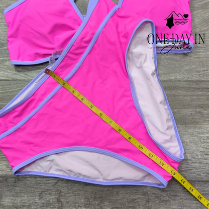 Blooming Jelly Knot Front High Waist Bikini Swimsuit Size XL