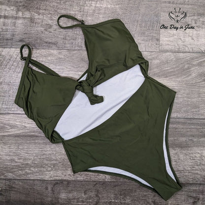 Qearal Tie Knot Cutout Adjustable Strap One Piece Size L