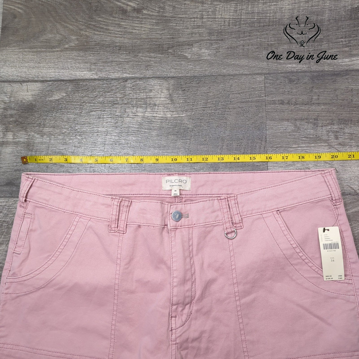 Pilcro Anthropologie Straight Leg Utility Jeans Pink NWT Size 34 (18)