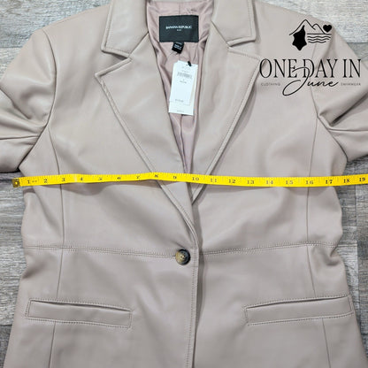 Banana Republic Vegan Faux Leather Blazer Petite Fresh Taupe NWT Size 4P