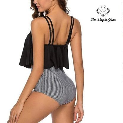 Adisputent High Waisted Flounce Vintage Bikini Size L