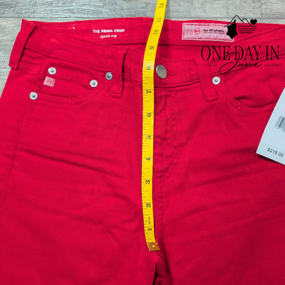 AG Adriano Goldschmied Prima Crop Cigarette Jeans Red Skinny NWT Size 4 (27)