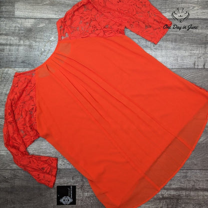 Signature Studio Floral Lace Layered Top Size L