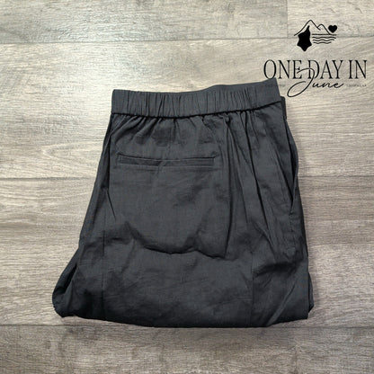 Theory Treeca Pull On Pants Concord Dark Gray Linen Blend NWT Size 16