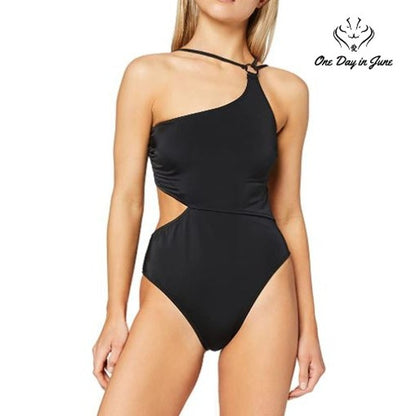Iris & Lilly Cut Out One Shoulder High Leg Swimsuit Size M