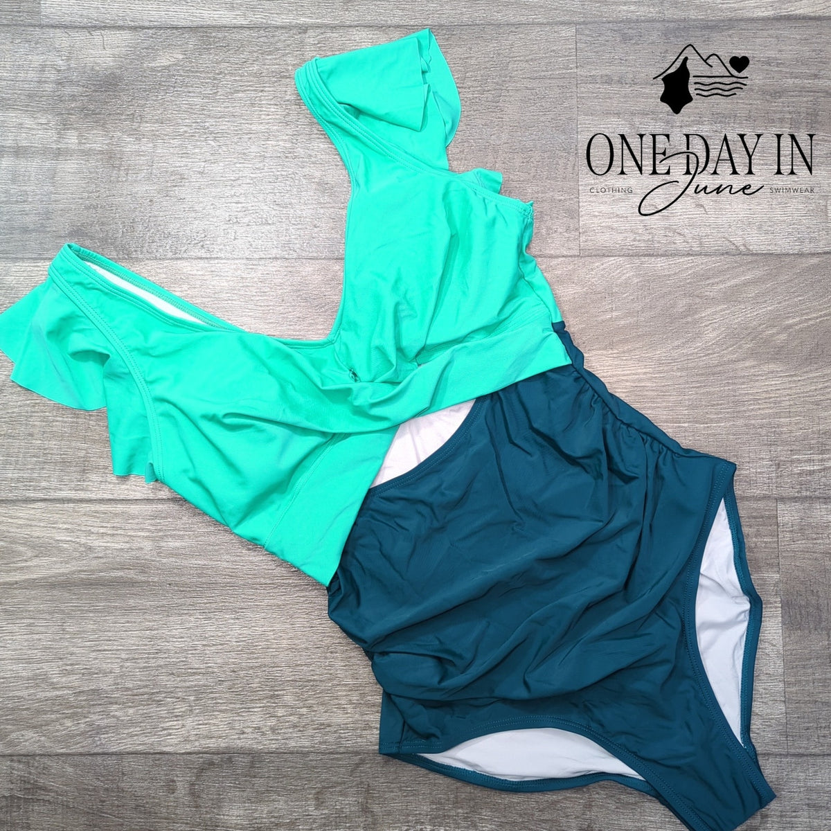 B2Prity Ruffle Cutout Tummy Control One Piece Swimsuit Teal NWT Size M