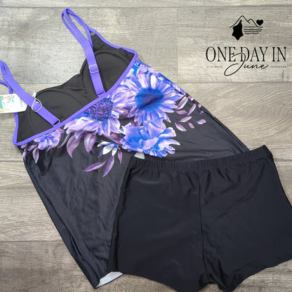 B2Prity Floral Boyshort Tankini Swimsuit Size XL