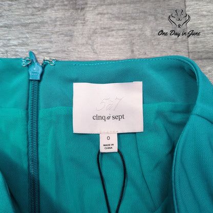Cinq a Sept Vallory Gathered Midi Skirt Blue Jade Draped Knot NWT Size 0