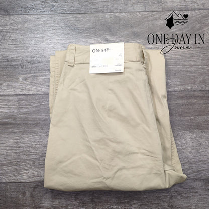 On 34th High Rise Pleated Straight Leg Ankle Chino Pants Khaki NWT Size 4