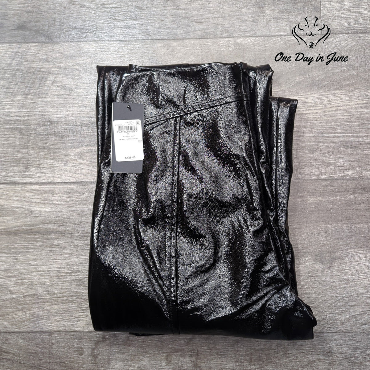 Guess Monica Faux Leather Straight Leg Pants Jet Black High Rise NWT Size S