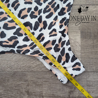 Prettygarden Leopard Cheeky One Piece Swimsuit Size L