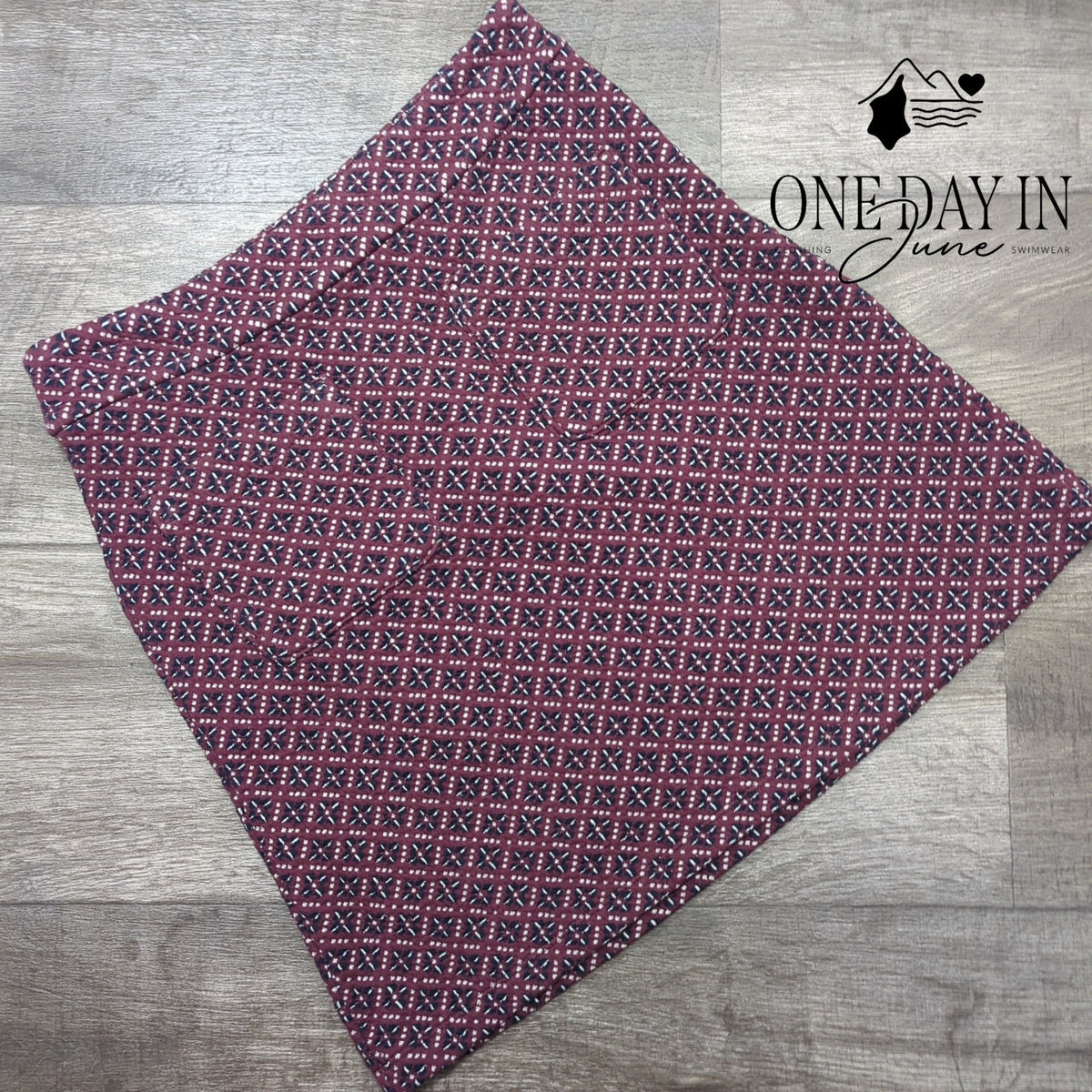 Loft Front Pocket Geometric Mini Skirt Burgundy Navy White Size 2
