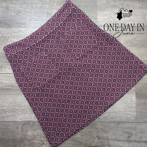 Loft Front Pocket Geometric Mini Skirt Burgundy Navy White Size 2