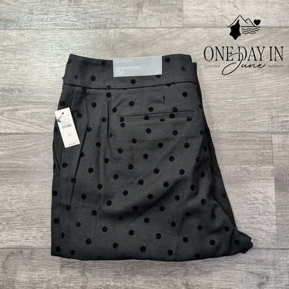 Talbots Hampshire Ankle Pants Black Flocked Polka Dot Straight Leg NWT Size 12