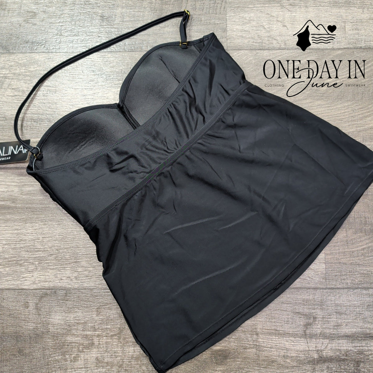 Catalina Twist Front Bandeau Tankini Top Black NWT 19CT200 Size XL