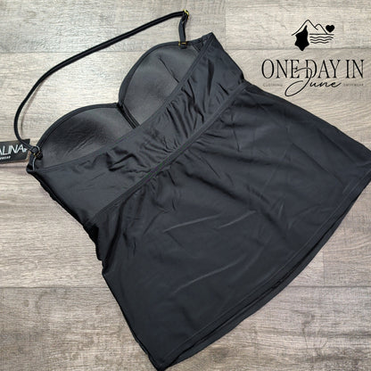 Catalina Twist Front Bandeau Tankini Top Black NWT 19CT200 Size XL