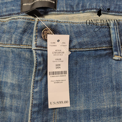 White House Black Market Market Mid Rise Slim Bootcut Jeans Blue NWT Size 18S