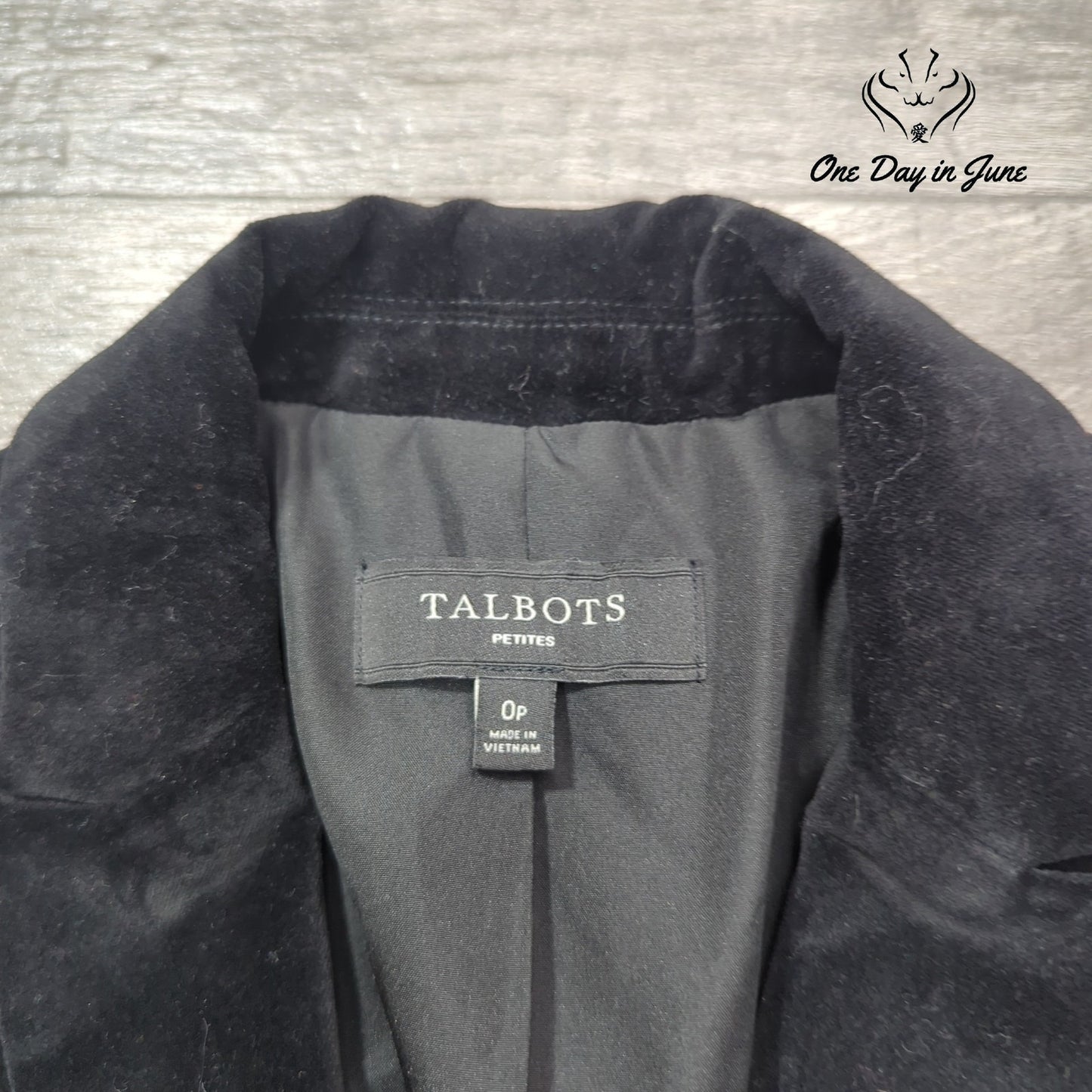 Talbots Petite Velour One Button Blazer Size 0P