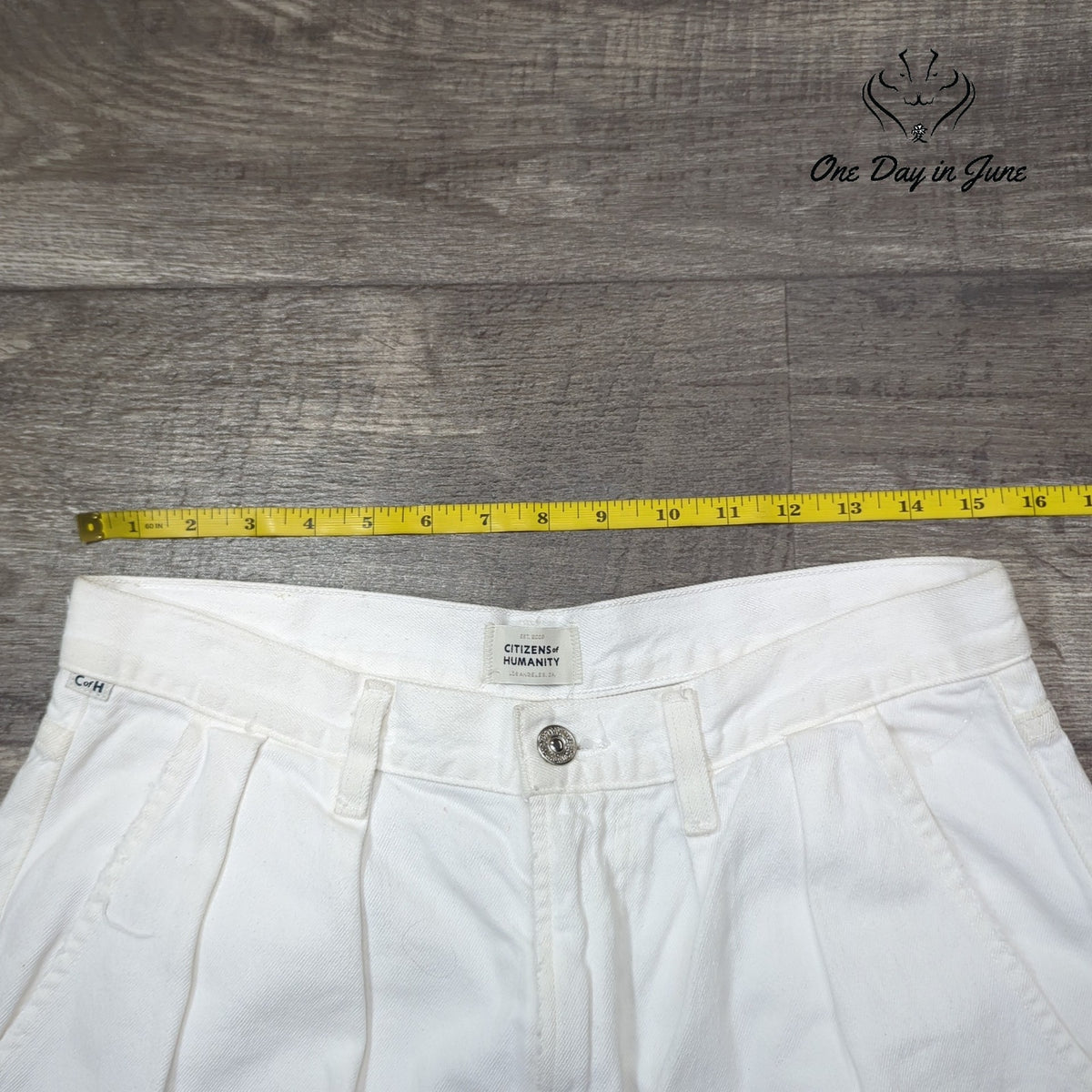 Citizens of Humanity High Rise Pleated Wide Leg Jeans White Size 28
