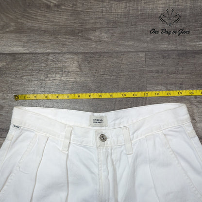 Citizens of Humanity High Rise Pleated Wide Leg Jeans White Size 28