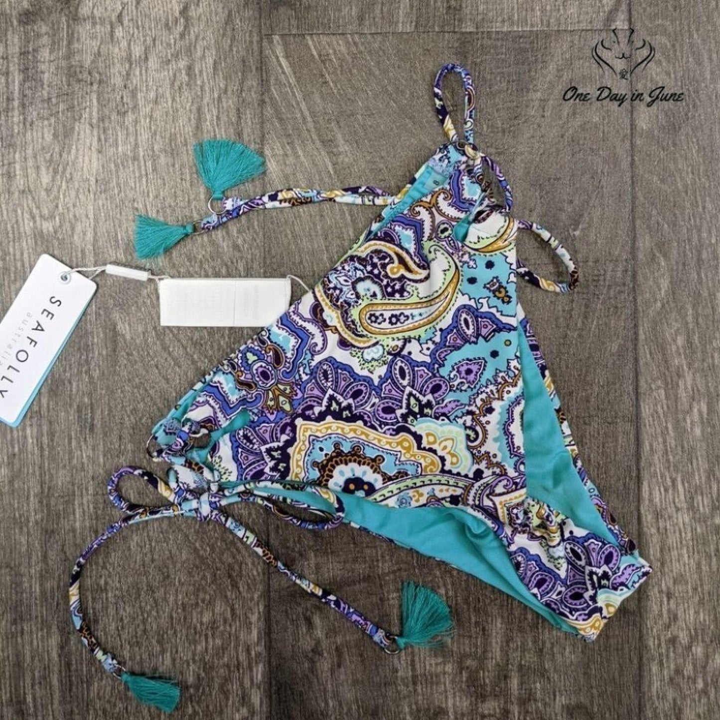 Seafolly High Rise Lace Up Rio Bikini Bottom Swimsuit