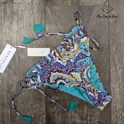 Seafolly High Rise Lace Up Rio Bikini Bottom Swimsuit