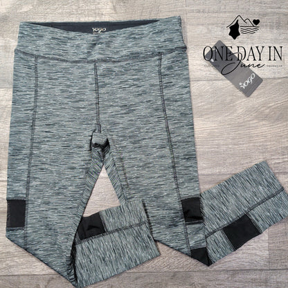 Vogo Athletica Moisture Wicking Space Dye Yoga Leggings Gray Black NWT Size M