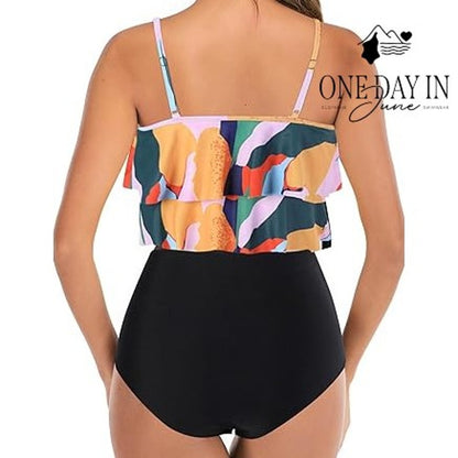 Adisputent High Waist Flounce Bikini Swimsuit Size L